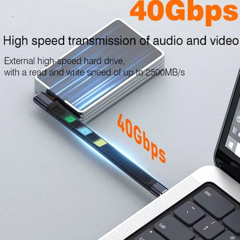 PD 240W 5A Type C to USB C Charging Cable 40Gbps Data Transfer Thunderbolt 4/3 Interface Flat USB-C Cord for Laptop Phone Tablet