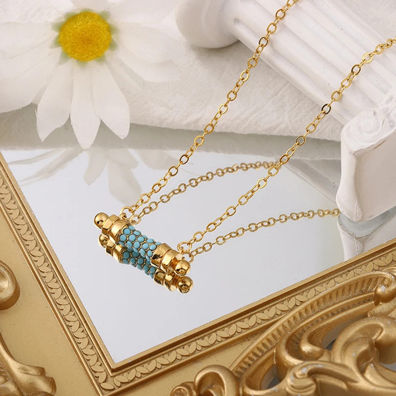 2023 New Fashion3 Piece Jewelry Explosive Sapphire Jewelry Small Waist Necklace Earrings Ring Set Wholesale