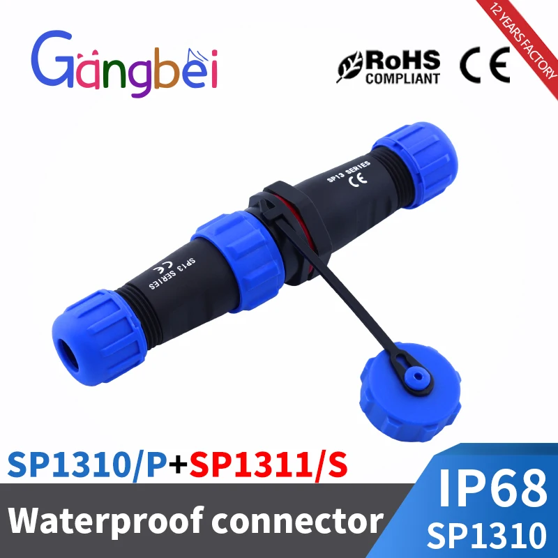 SP13 Waterproof Connector IP68 Aviation Plug Male Female Socket Set Docking 2/3/4/5/6/7/9 Pin Gangbei