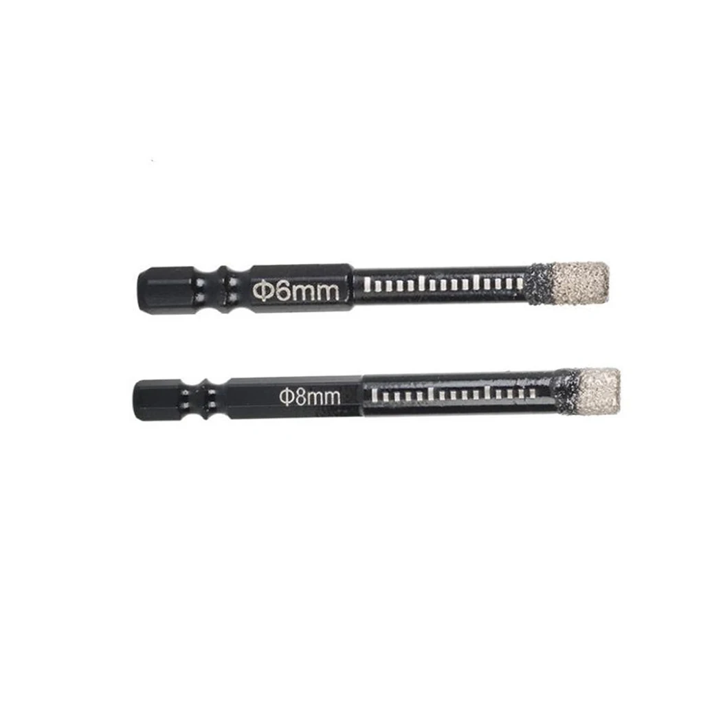2PCS Emery Tipped Dry Drill Bits 6mm 8mm Hex Shank For Porcelain For Tile Ceramics Marble For Granite Glass Concrete Masonry