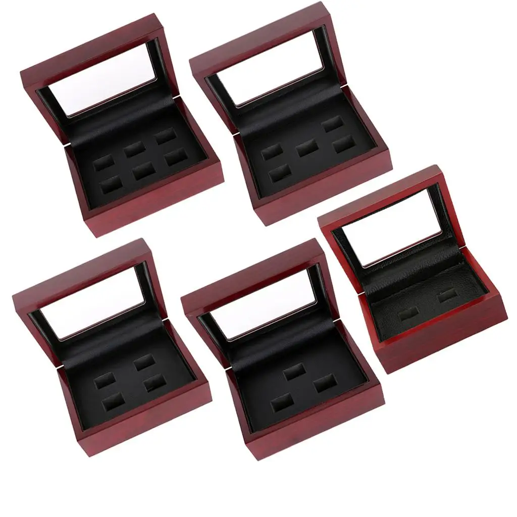 Solid Wooden Ring Organizer Collection Display Case for Sports Fan Souvenir and Jewelry Exhibition