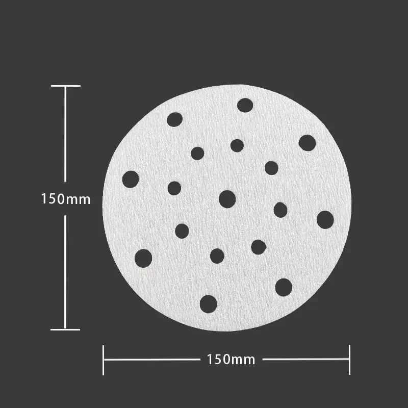 Dry Sanding Disc 6 Inch 17 Hole  Round White Sand Frosted BrushedSheet Car Putty Polishing Spray Paint  Abras