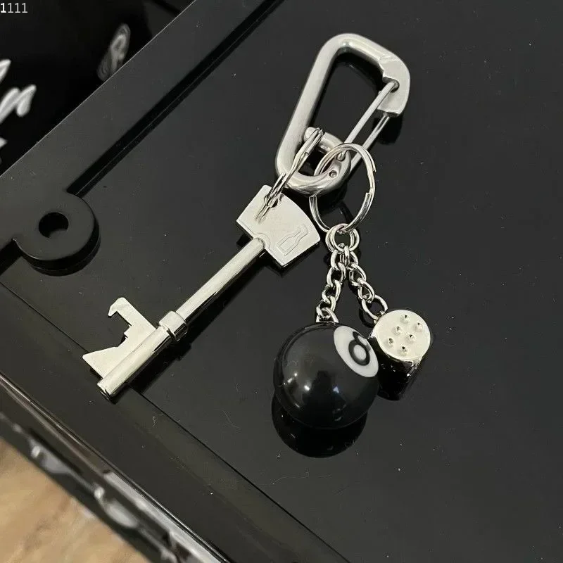 High Aesthetic Metal Keychain Mountaineering Buckle Silver Dice Niche Waist Pendant with Accessories Bottle Opening Key