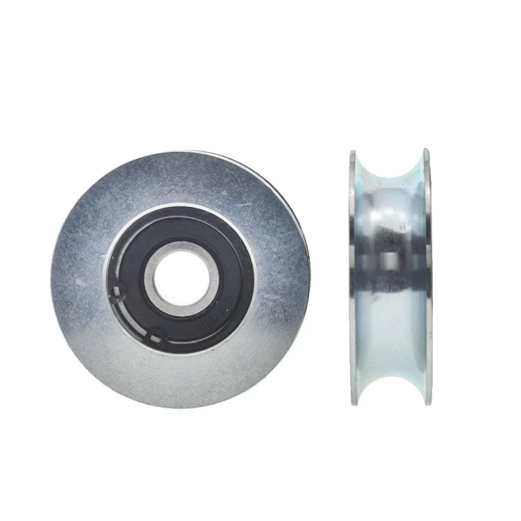 6200 bearing embedded spring pulley guide wheel 6 cm steel galvanized iron wire rope grooved 10 * 58