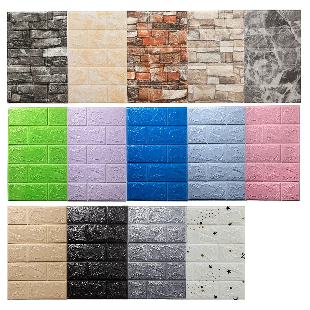 10 Pcs Self-Adhesive 3d Brick Wall Sticker Peel and Stick Foam Waterproof Wallpaper Home Living Room Bedroom Modern Luxury Decor