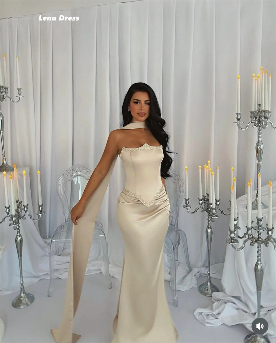 Lena Ball Gown Luxury Dress Satin Cloth Bespoke Occasion Dresses for Special Occasions Off-shoulder Custom Made Diamond Evening image 2