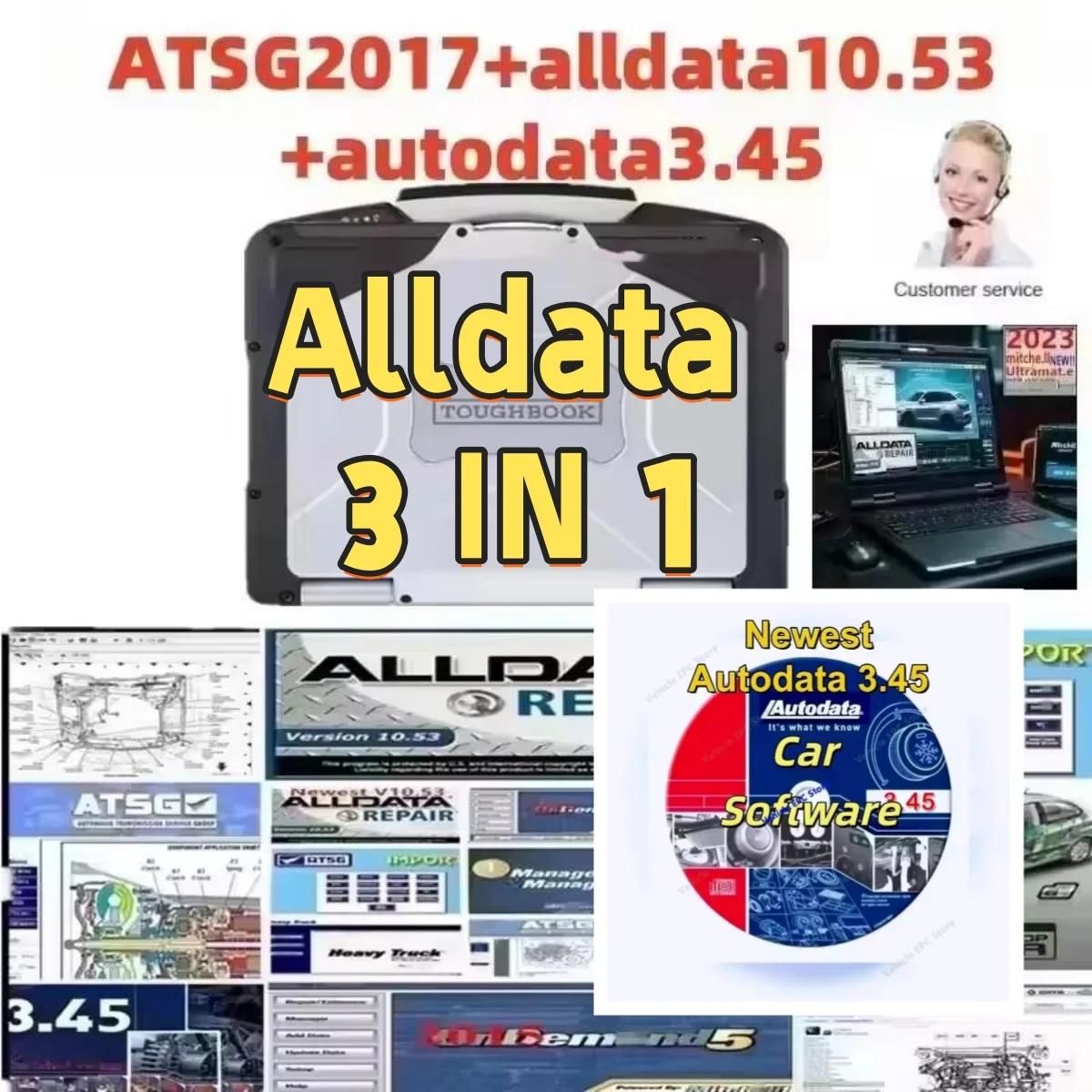 Newest ALLDATA 10.53 Auto Repair Software with Mitchell 1 on Demand 5 Car Data Software including Wiring Diagrams for Vehicle Re