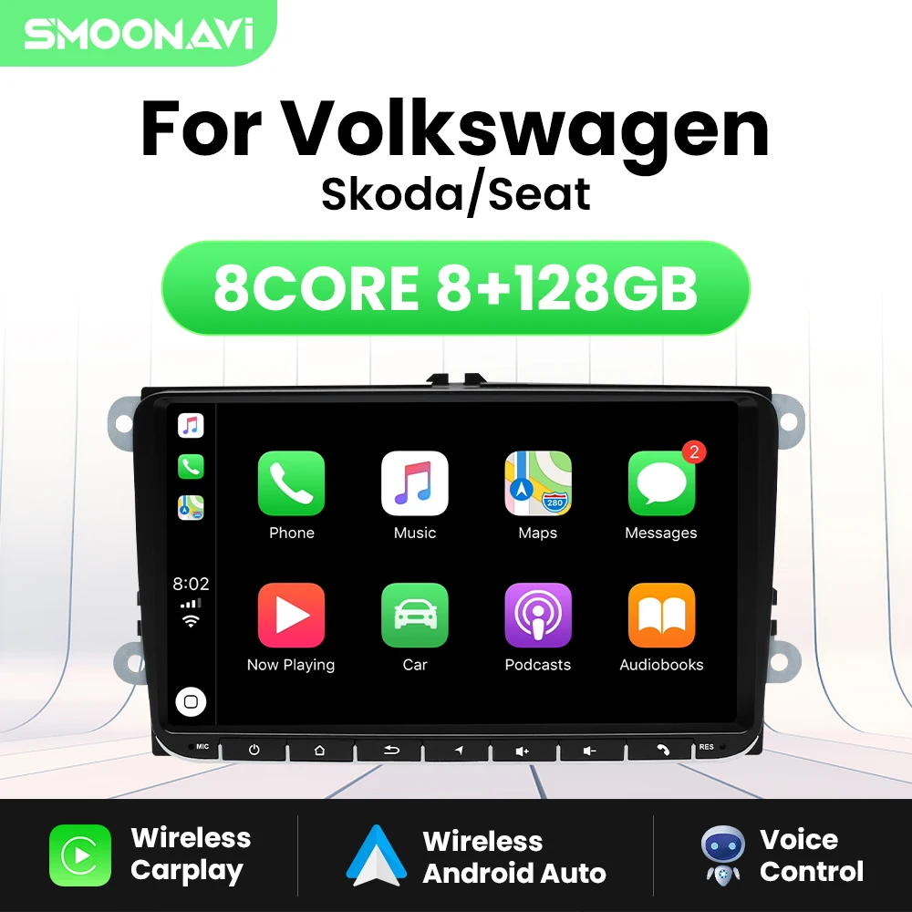 Wireless Carplay Android 12 Car Autoradio Player For Volkswagen VW Passat B6 B7 CC Tiguan Touran GOLF POLO GPS Multimedia 128GB