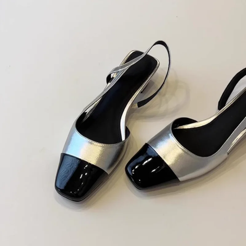 

New Quality Fashion Women Sandals Elegant Back Strap Sandals Medium Heel Mules Comfortable Office Women Shoes Buckle Heels Women