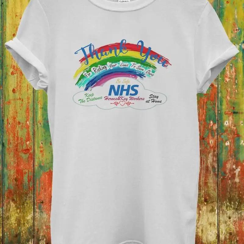 

Футболка «Спасибо» NHS Rainbow Heroes Be Safe Stay Home, мужская и женская футболка унисекс 2543