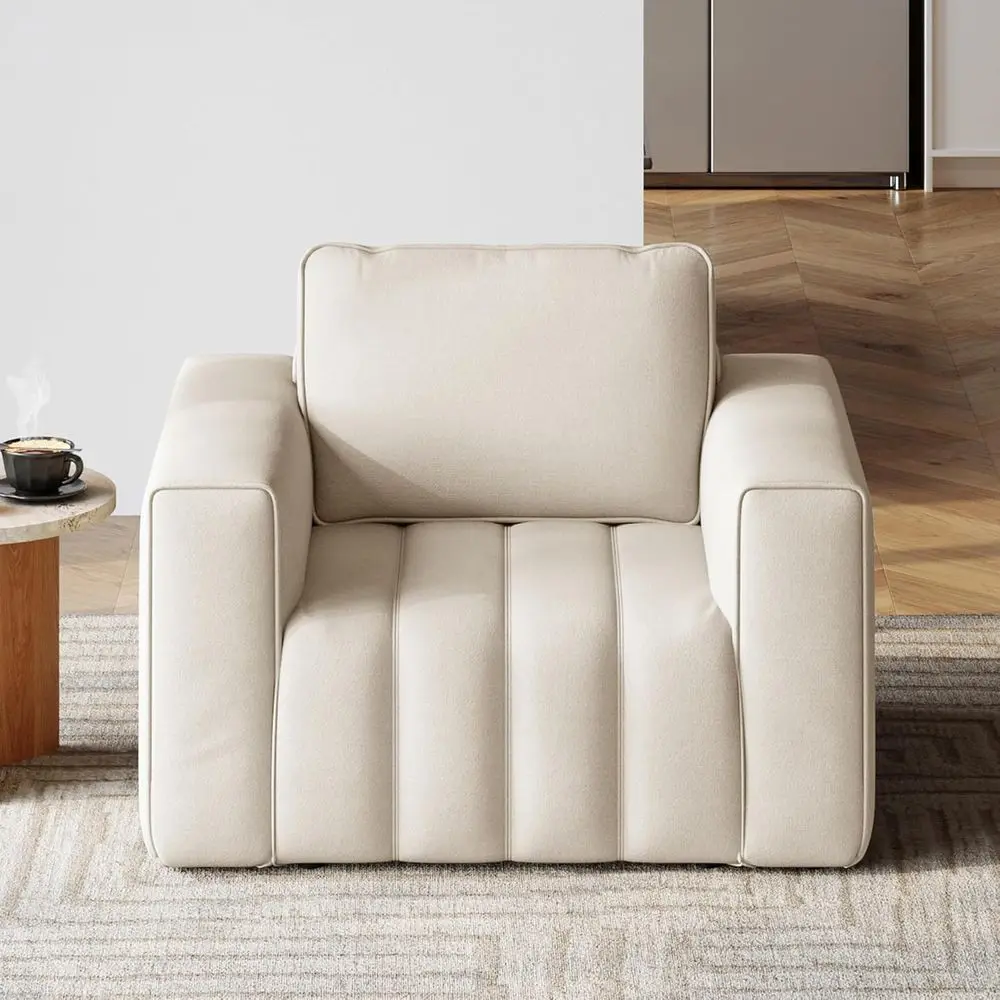 

Modular Sectional Sofa Chair, Deep Seat Upholstered Armchair with Anti Cat Stretch Fabric and Metal Frame, Modern Single Sofa fo