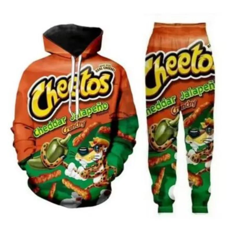 New Men/Women Cheetos 3D Printed Tracksuits Long Sleeve Fashion Sweatshirt Hoodies + Sport Long Pants