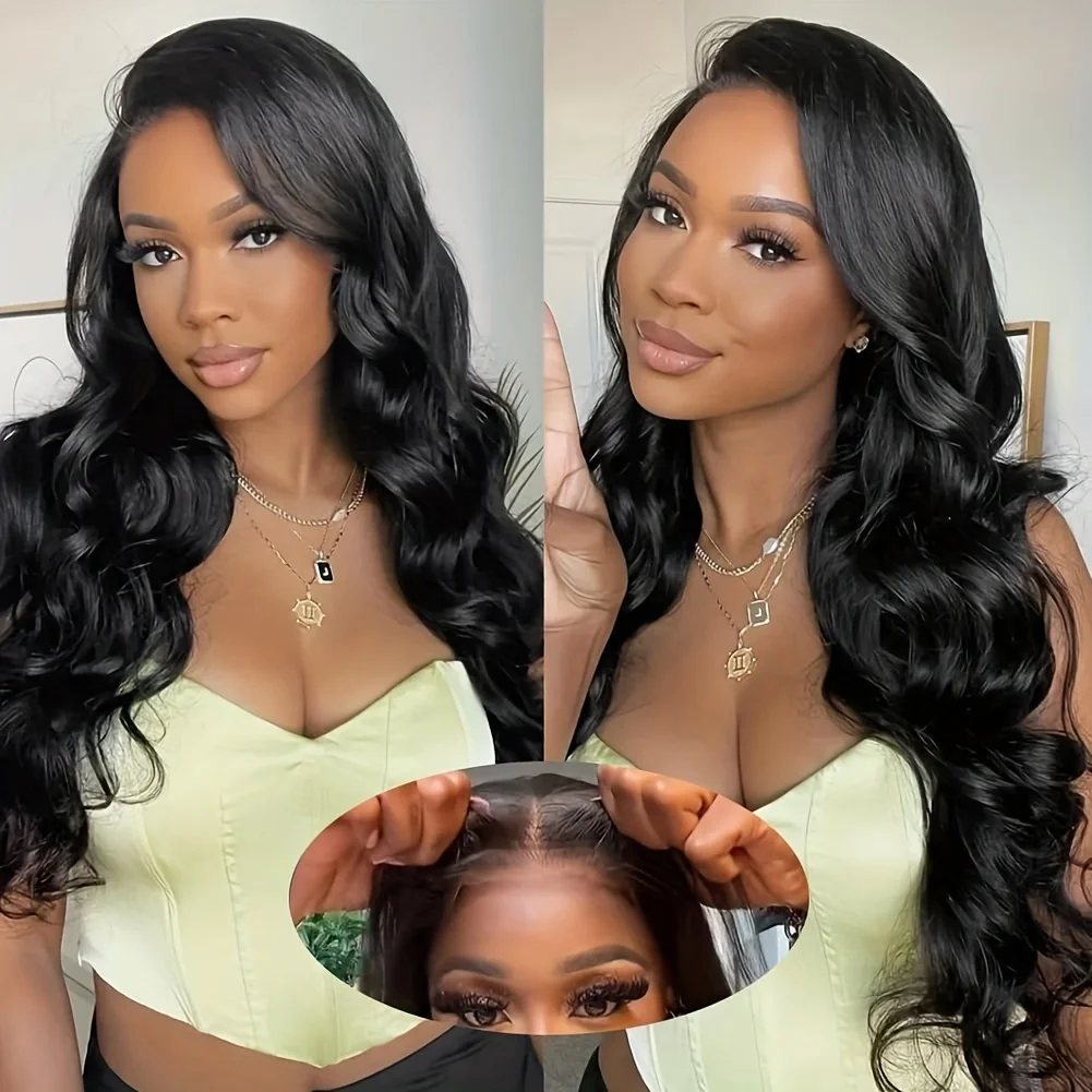 

30inch long wavy remy wig daily party use hair black color 13X4 lace frontal lace long body wave human hair wig 150% density