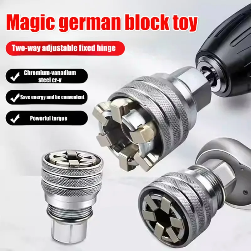 Conjunto de Chaves de Soquete Ajustáveis Universais, Kit de Chaves Hexagonais para Vários Tamanhos de Porcas e Parafusos, Ferramenta Multifuncional com Cabo de Catraca para Reparos em Casa