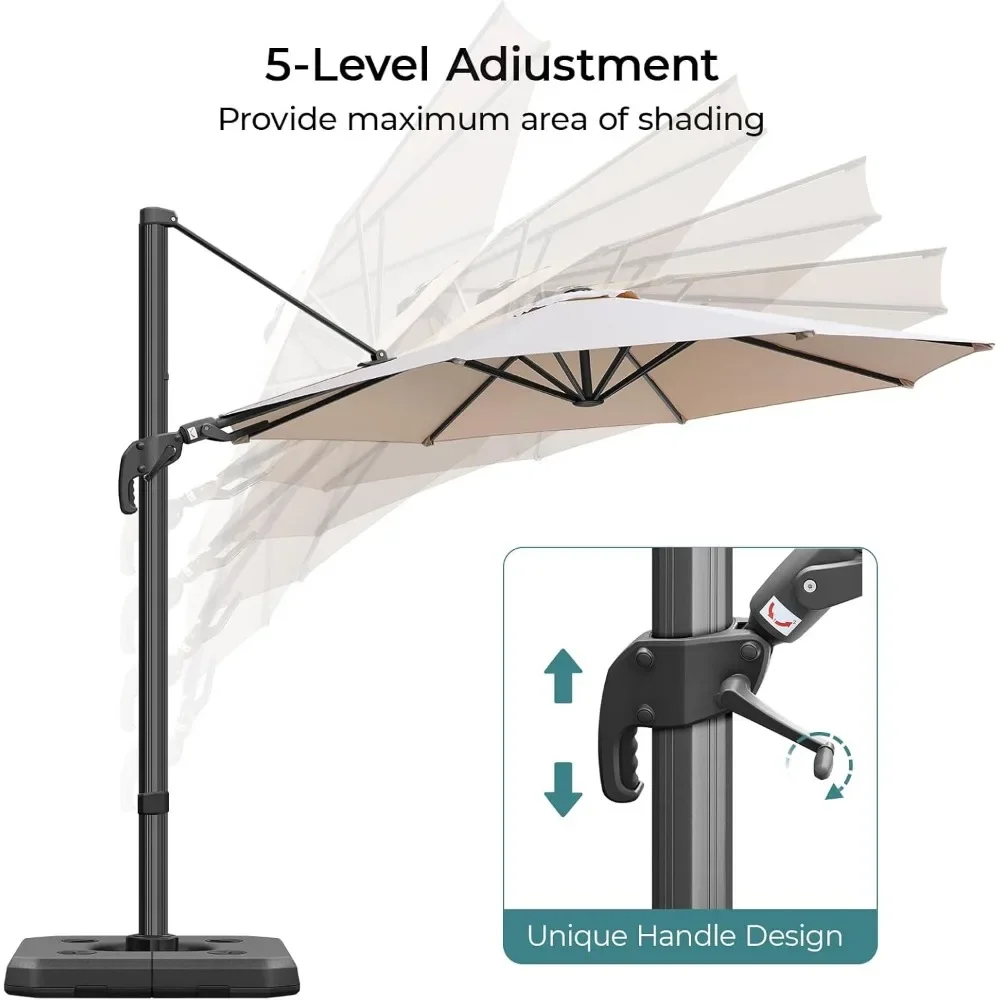 Paraguas redondo en voladizo para exteriores, sombrilla de Patio con mango giratorio creativo, fácil inclinación, a prueba de viento, 10 pies