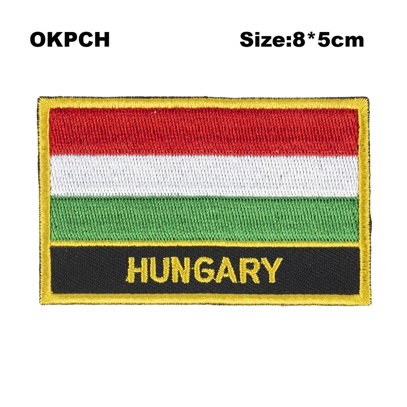 Hungary Flag patcheswork fabric embroidery patch in Patches iorn patches for clothing flower PT0194-R