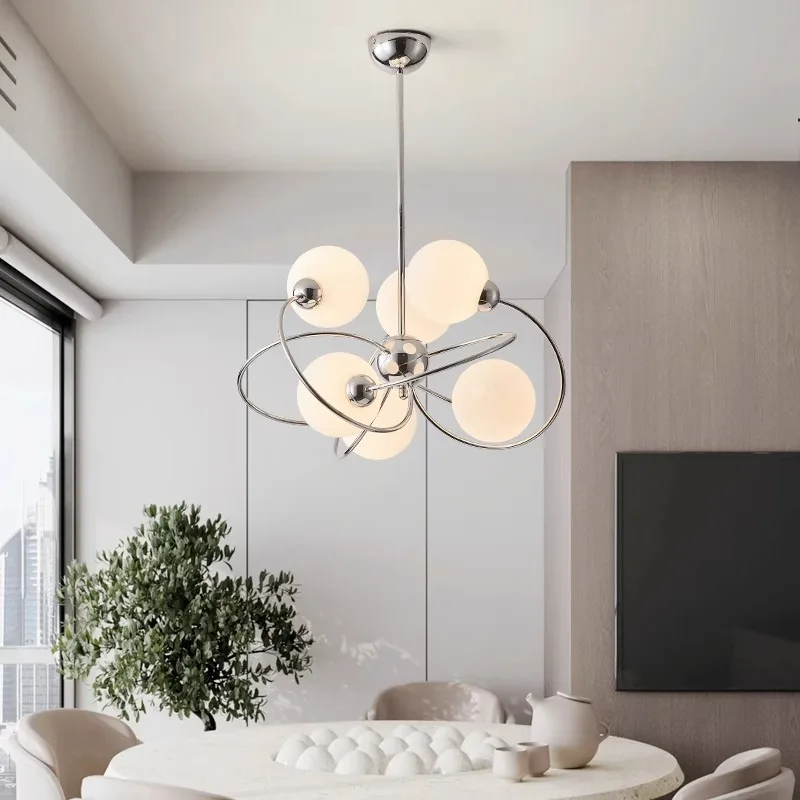 

Discount, LED Silver Magic Bean Ball Glass Chandelier, Dining Room, Living Room Home Ceiling Lighting Decorative Light, D80 cm.
