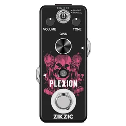 Zikzic LEF-324 Plexion Distortion Pedal for Guitar & Bass with Bright and Normal Mode True Bypass