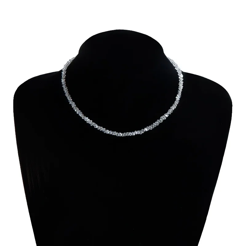 Korean Mulit-cut Glass Crystal Irregular Beaded Choker Necklace for Women Fashion Transparent Vintage Female Collar Neck Jewelry
