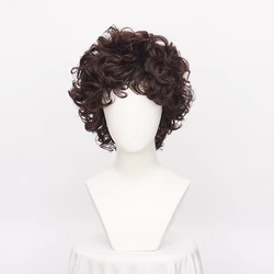 ccutoo wig Stranger Things Eleven Luca Cosplay Wig Short Dark Brown Curly Synthetic Cosplay Wigs Hair + Free Wig Cap