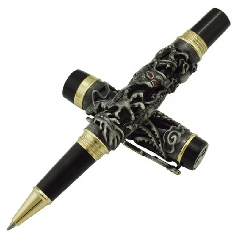 

A+ Jinhao Vintage Rollerball Pen Dragon Phoenix Роскошная ручка для резьбы, серо-черный