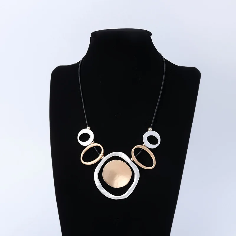 

Kaseakia Chunky Big Large Statement Hoop Metal Alloy Pendant Choker Necklace for Women