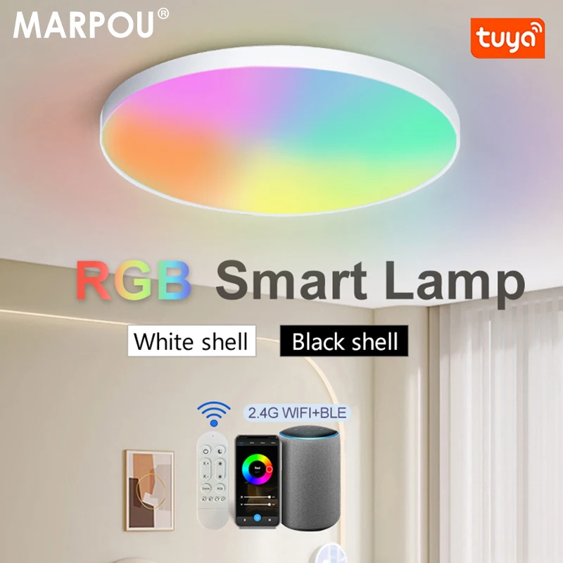 MARPOU RGB Smart Ceiling Light With Remote Control CCT APP Modern Ceiling Lamps RGB Dimming Home Lighting for Room Living room