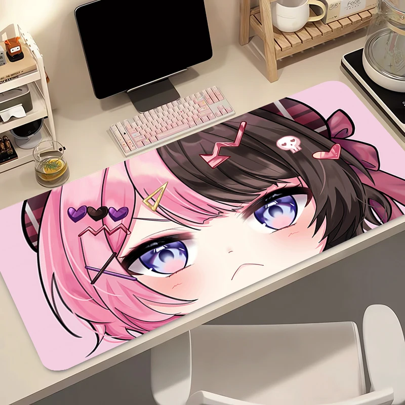 Gaming Mousepad VSPO Hinano Tachibana Mouse Pad Non-Slip Gaming Desk Mat Laptop Keyboard Tray Office PC Pink HD Print Kawaii