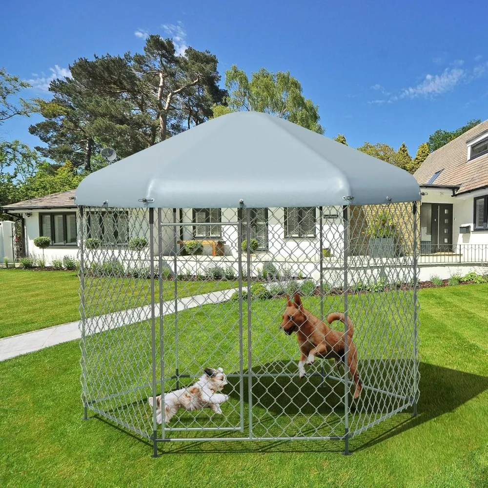

Kennel for Large Dogs,6.9'L x 6.9'W x 7.5'H Outdoor Dog Fence for Yard,Dog House Outside for Big Dog Run,Dog Enclosure