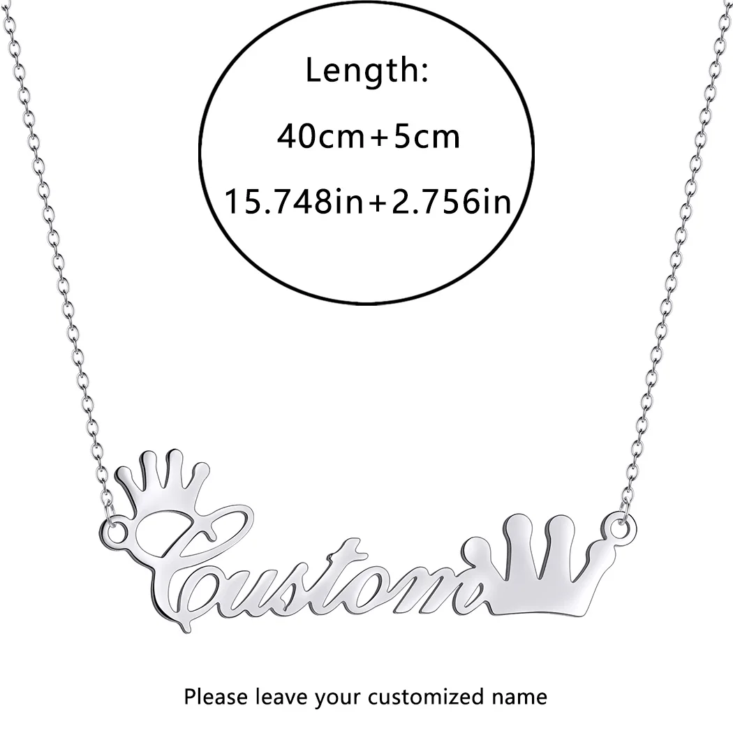 Grace Queen Crown Art Font Line Exquisite Custom Letter Name Necklace for Women Men Stainless Steel Jewelry Female Birthday Gift