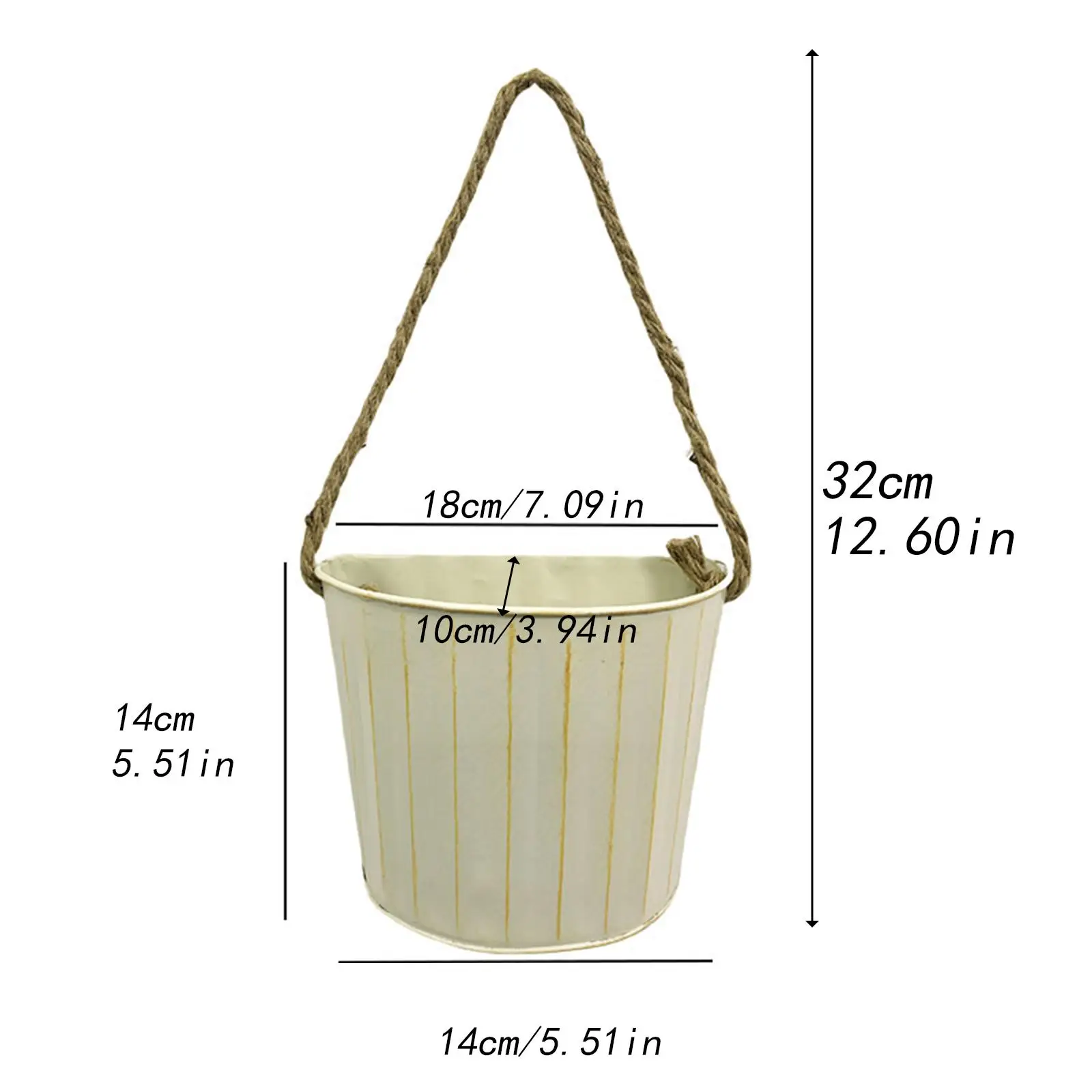 Vintage Iron Hanging Flower Pot Wall Planter Decorative Garden Pot for Yard Balcony Fence Outdoor Decor
