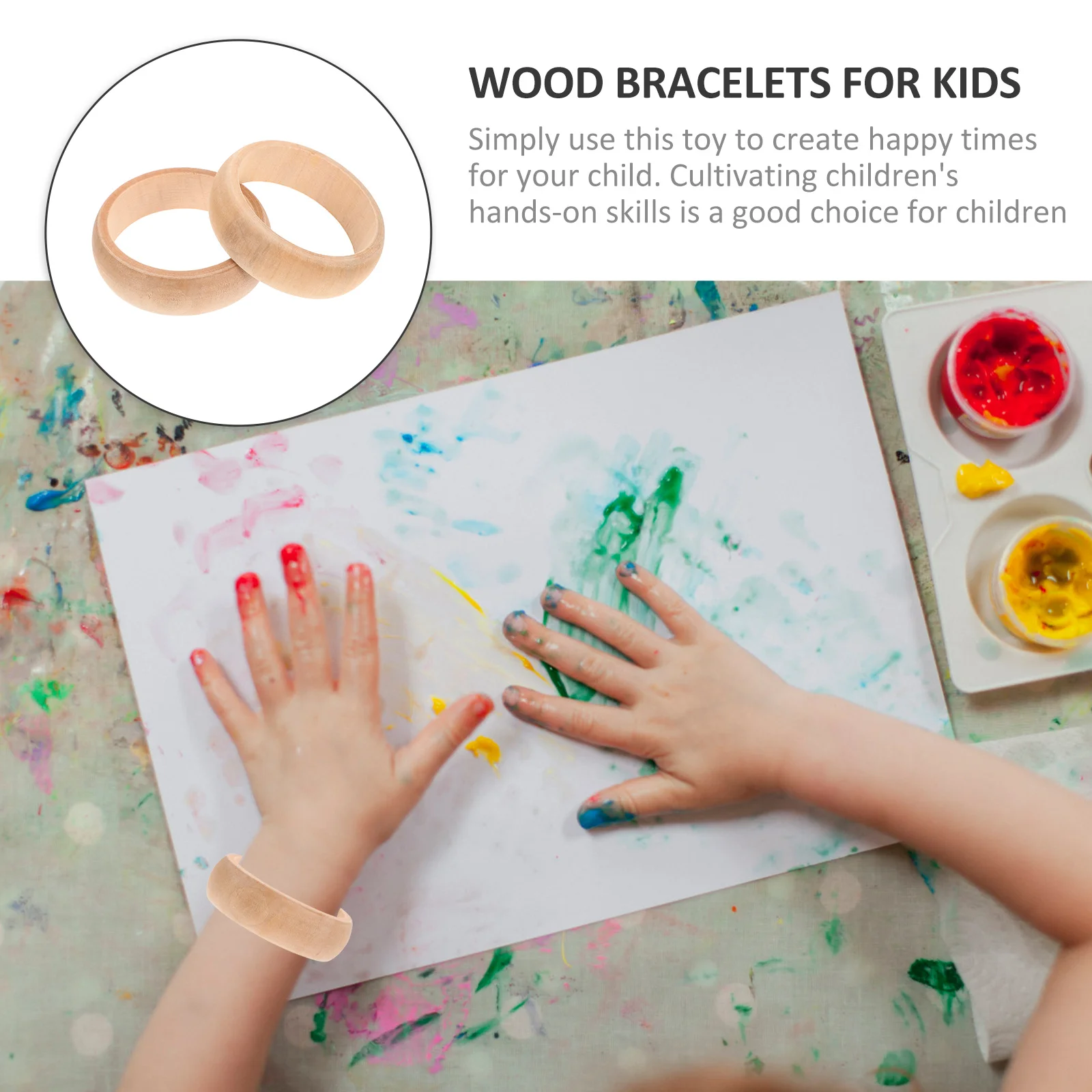 Bracelets en bois non peints, 2 pièces, exquis, élégants, amusants pour la famille et les amis, fabrication de bijoux, Bracelets en bois inachevés