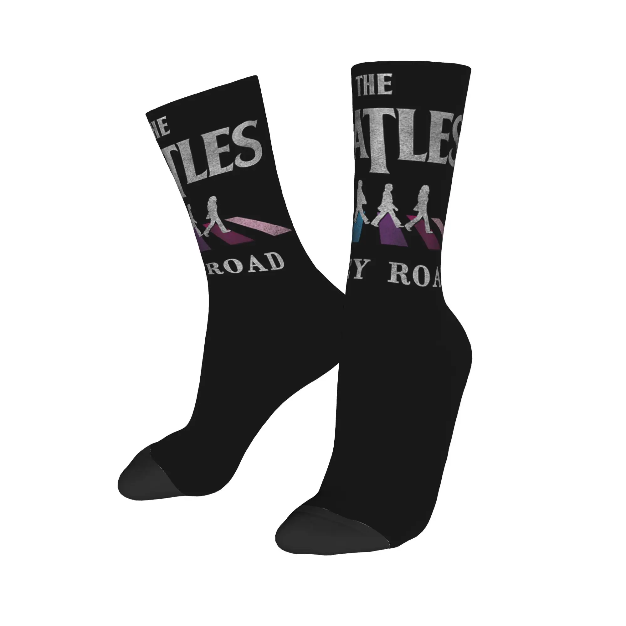 Autumn Winter Crazy Design Unisex The Beatles Music Socks Breathable Basketball Socks