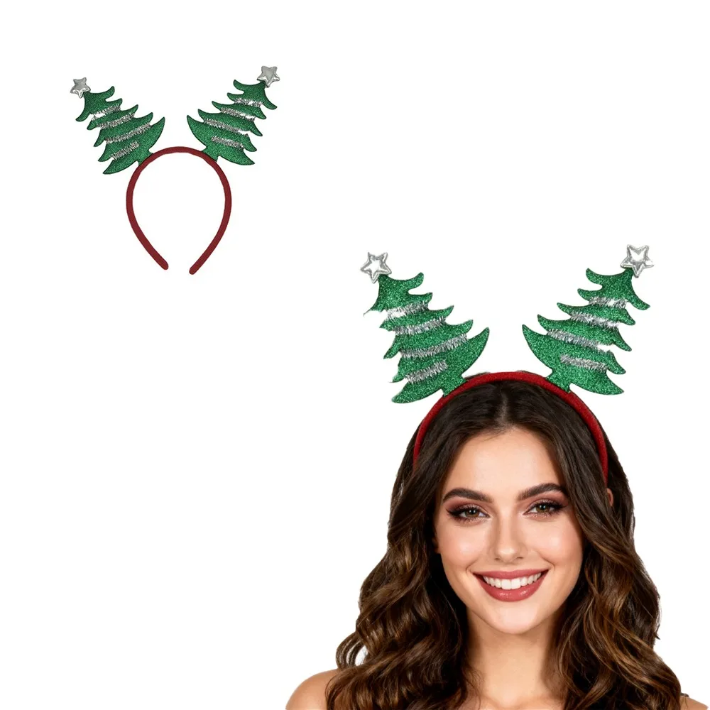 

PESENAR Christmas Accessories Headband Set Antlers Hair Band Christmas Tree Hat Decor Random Style