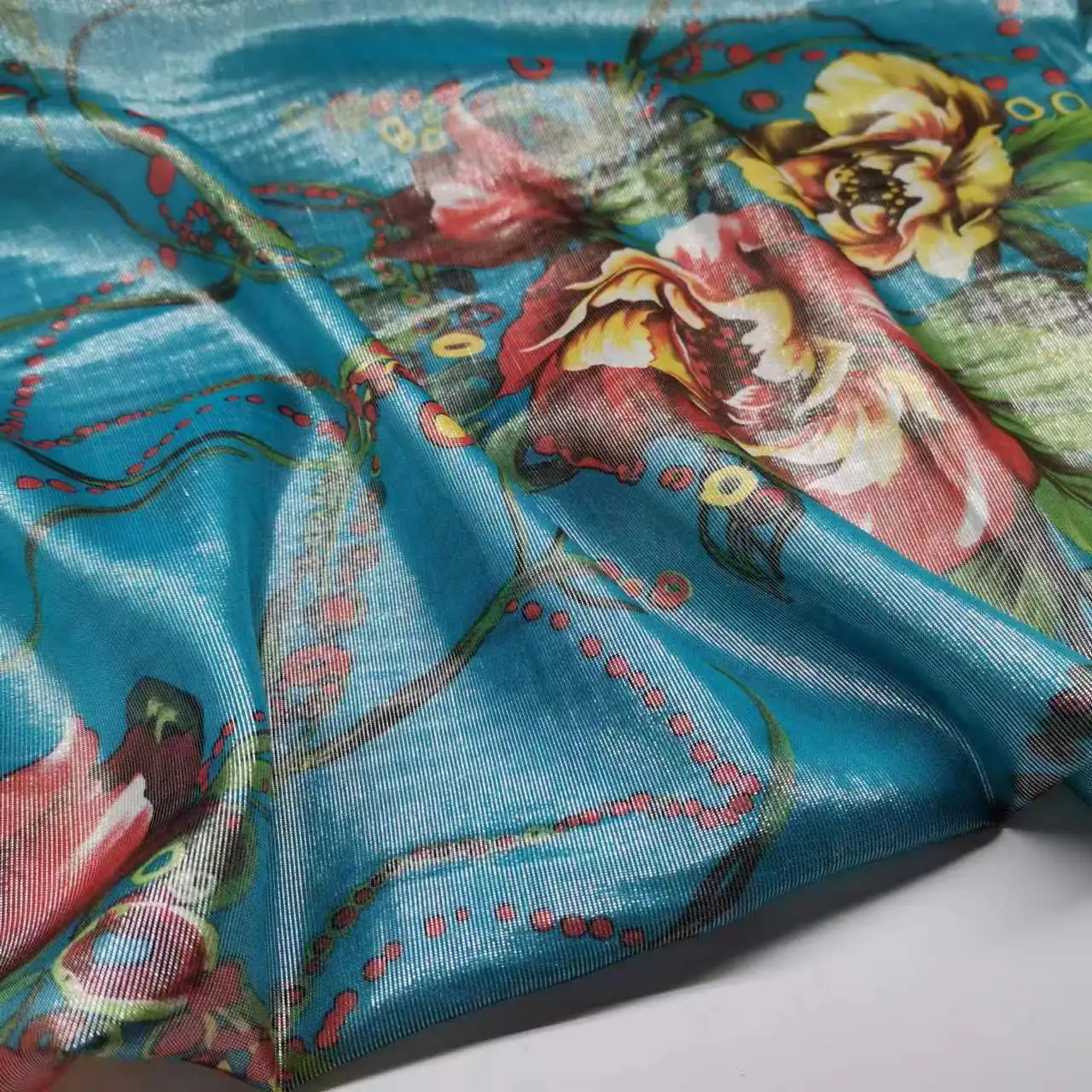 

Metal Silk Shiny Fabric 114cm Width DIY Sewing Material 70% Silk 30% Metallic