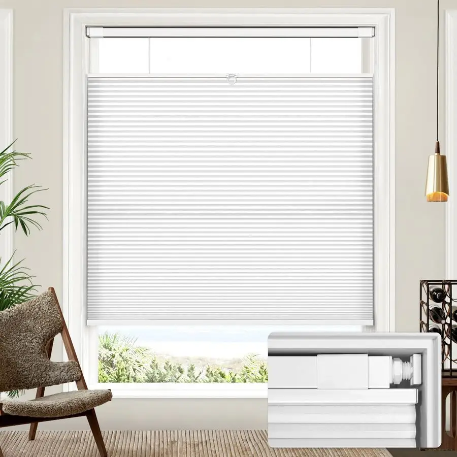 

Upgraded Top Down Bottom Up TDBU Honeycomb Blinds, No Drill No Tools Easy Install Cordless Cellular Shades for Windows 22 W x 48