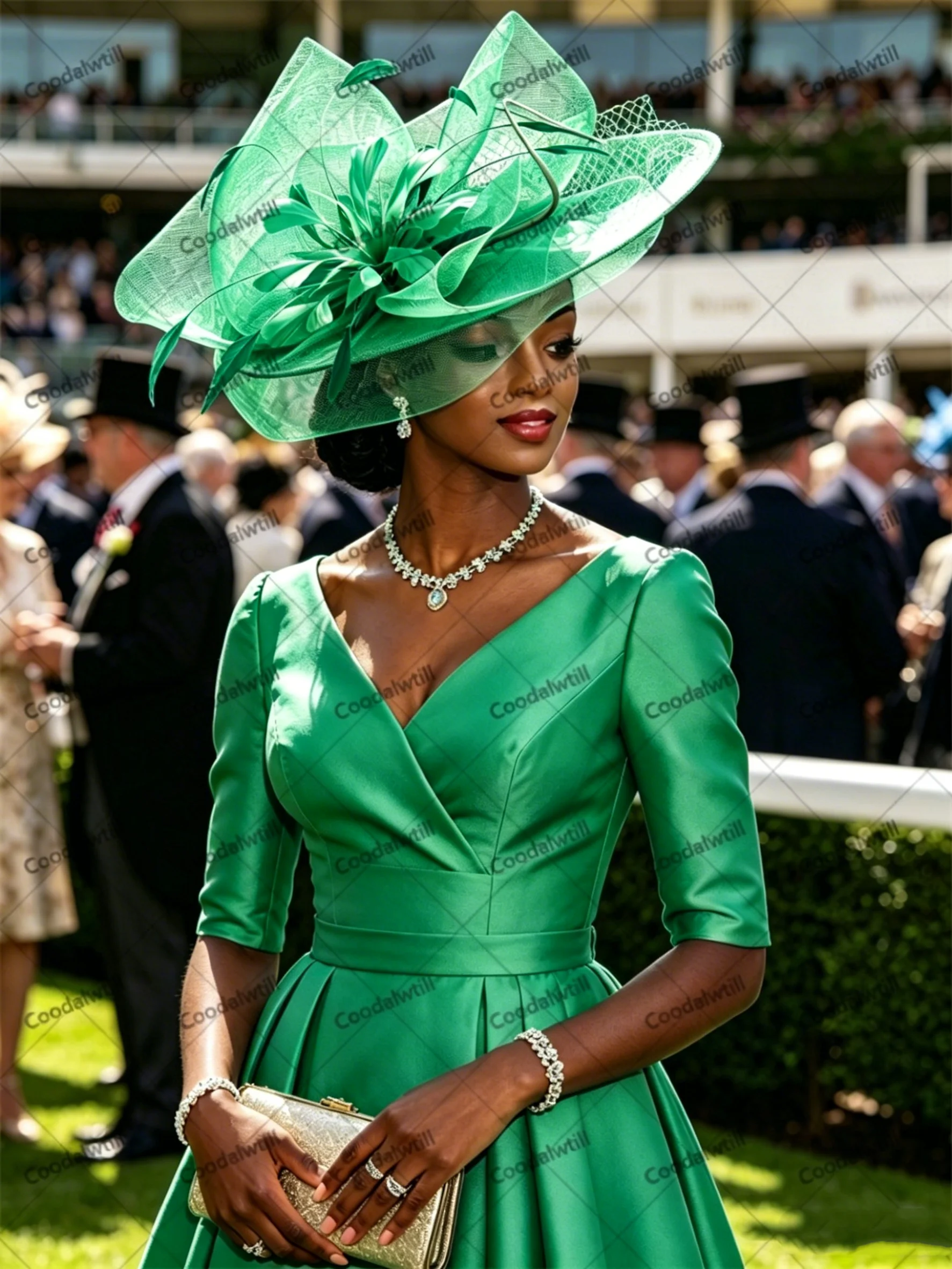 Bride Green Veils Big Fascinator Mesh Top Hat For Women Ladies Wedding Church Royal Ascot Millinery Cap Bride Kentucky Headpiece