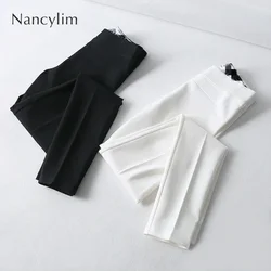 Stretch Pants for Woman 2024 New Slim Temperament Casual Legins Office Lady All-match Basic Trousers White Black