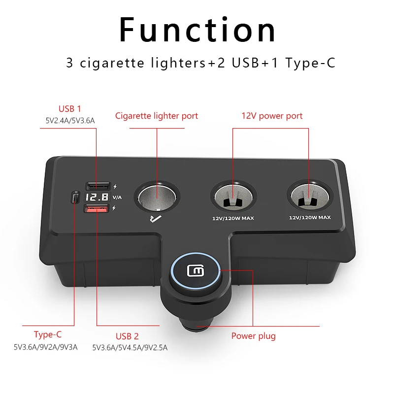 フォルクスワーゲンポロ,クロス,gti,Blue,gt,r,wrcと互換性のある自動車用シガレットUSB充電器,急速充電ケーブル