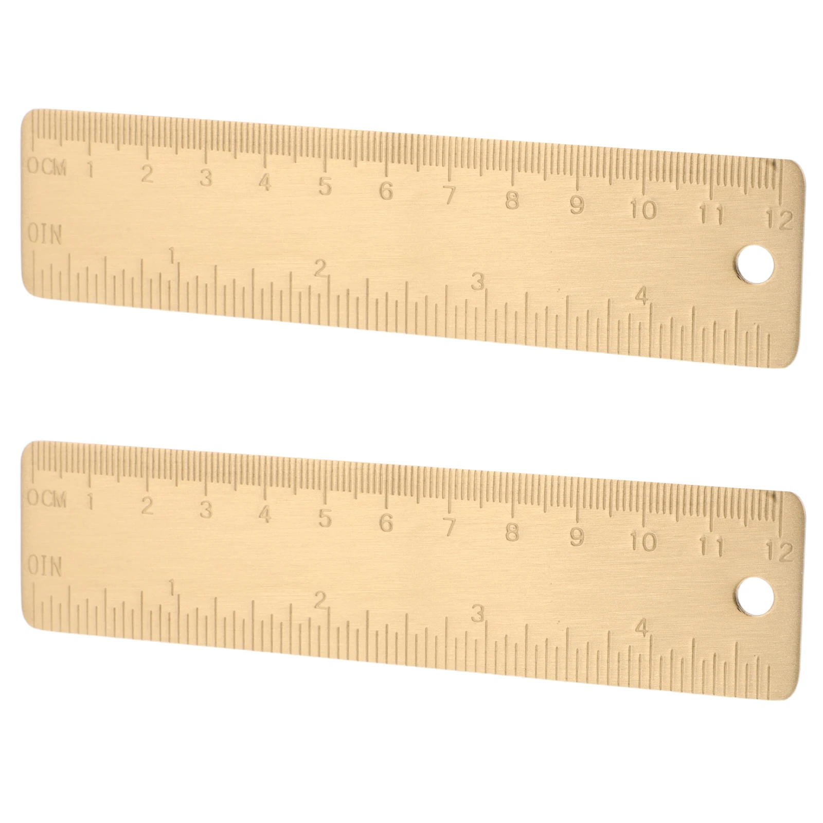 2pcs 12Cm Brass Compact Metal Measuring Tool Dual Scale Cm Inch Precision Straight Ruler For Drawing Architectural Design