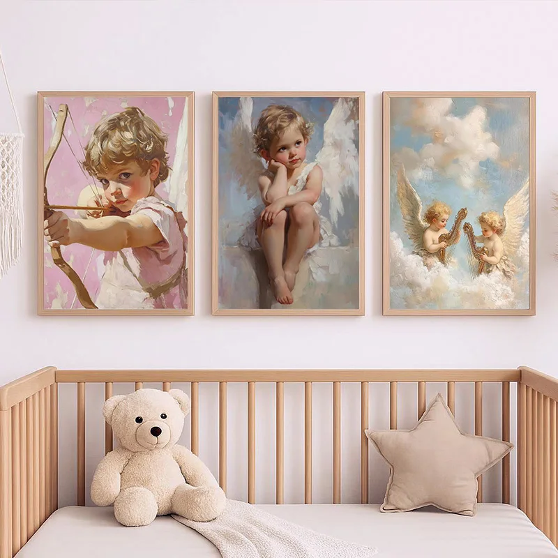 Romantic Retro Greek Roman Mythology Love God Cupid Angel Art Poster Canvas Painting Oil Painting Wall Painting Home Decoration