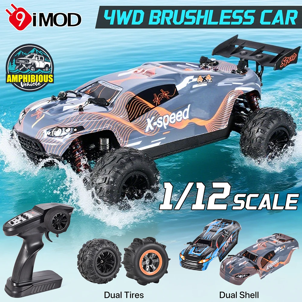 

9IMOD 1:12 Amphibious RC High Speed Vehicle with 4CH 70KM/h 200M 45A ESC Dual Shell Dual Tires Off-Road Car Gift