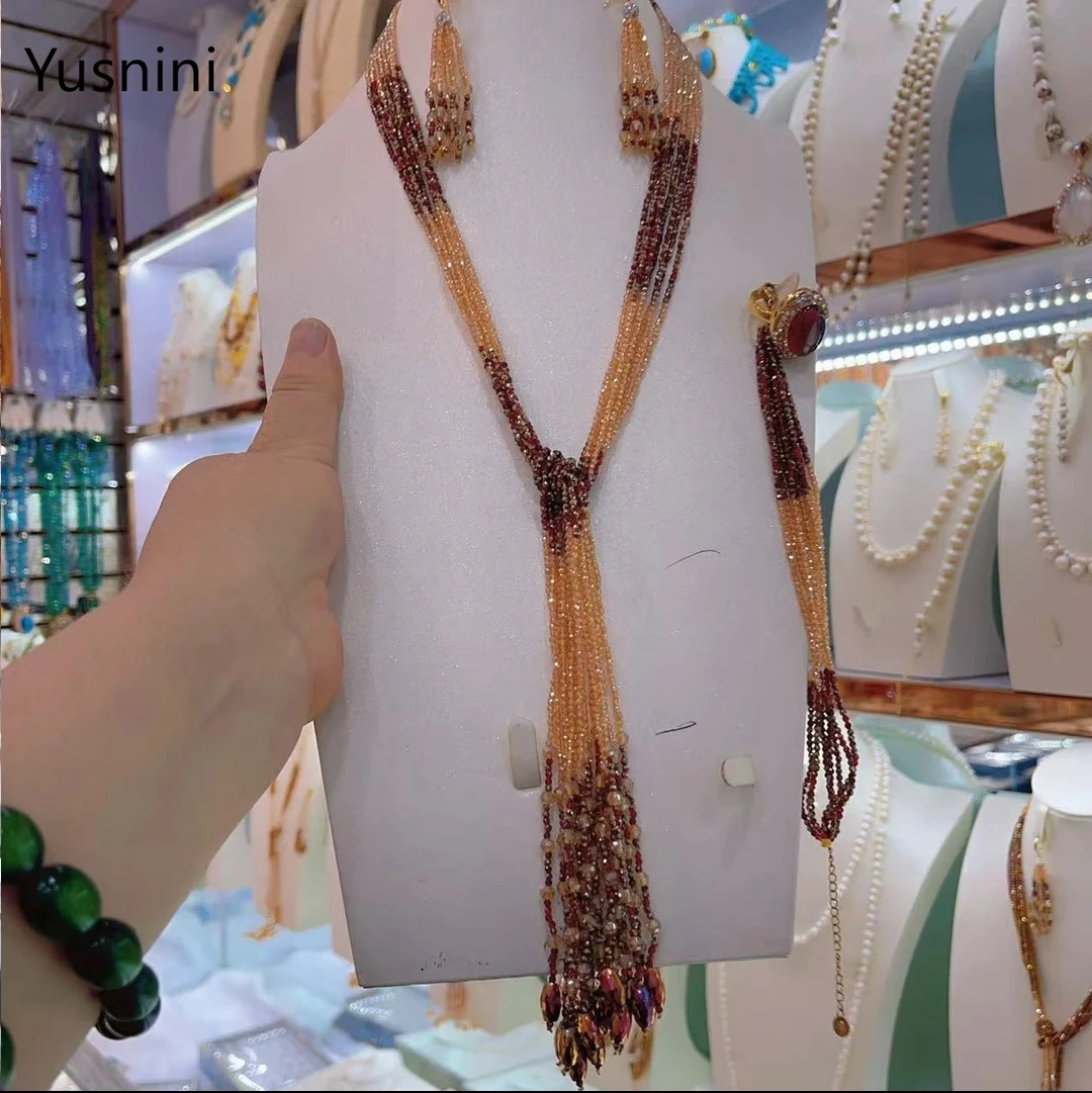 New Fashionable High end Dubai Non metallic Acrylic Necklace Earrings Rings Bracelets Exquisite Wedding Jewelry Set for Lovers 6