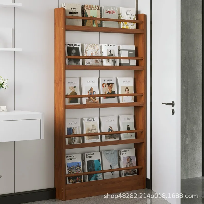 Small bookshelf behind the door,multi-layer thin bookshelf,newspaper rack,narrow slit picture book and magazine storage rack ﻿
