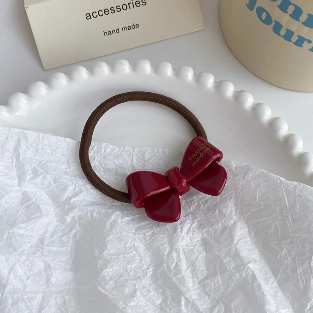 Korean Style Bowknot Hair Rope Ponytail Holder Headwear Acetate Bow Scrunchies Hair Bands Hair Accessories Hair Rubber Bands