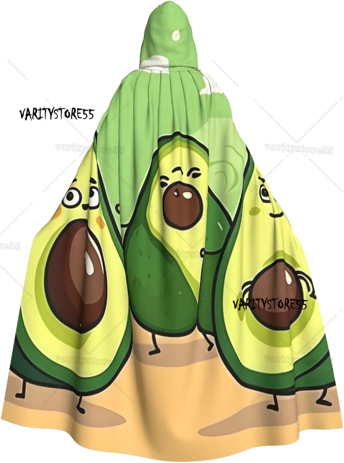 

Забавный мультяшный принт авокадо на Хэллоуин для взрослых, накидка с капюшоном, плащ на Хэллоуин, ролевая игра