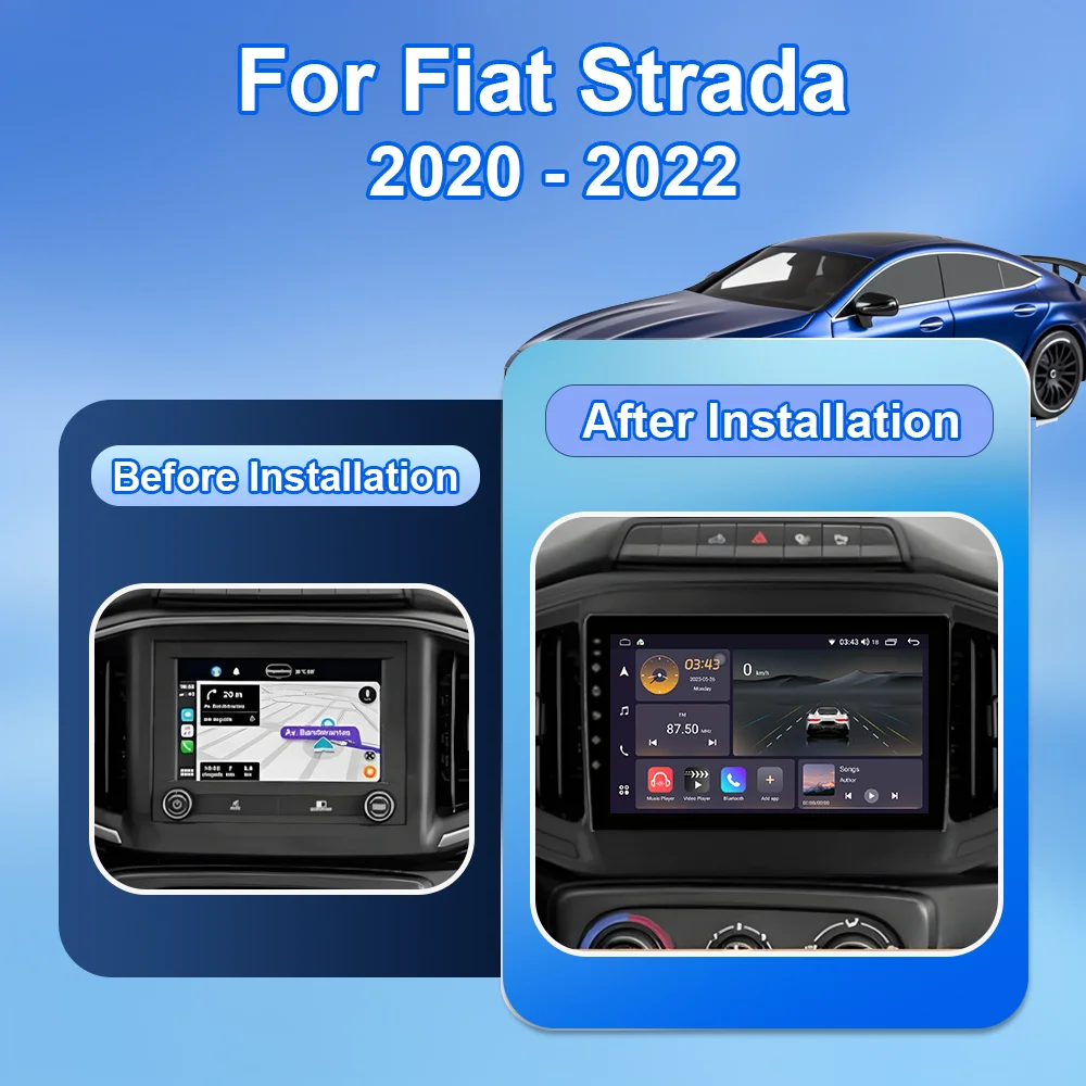 Android 15 Auto Carplay For Fiat Strada 2020 2021 2022 Car Radio Multimedia Video Player GPS Navigation Stereo 360 Camera WIFI