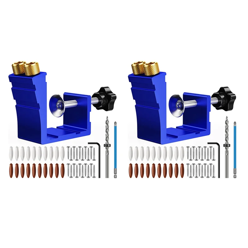 

GTBL 2X Pocket Hole Jig Kit, Pocket Hole Drill Guide Jig Set For 15° Angled Holes, For Woodworking Angle Drilling Holes A