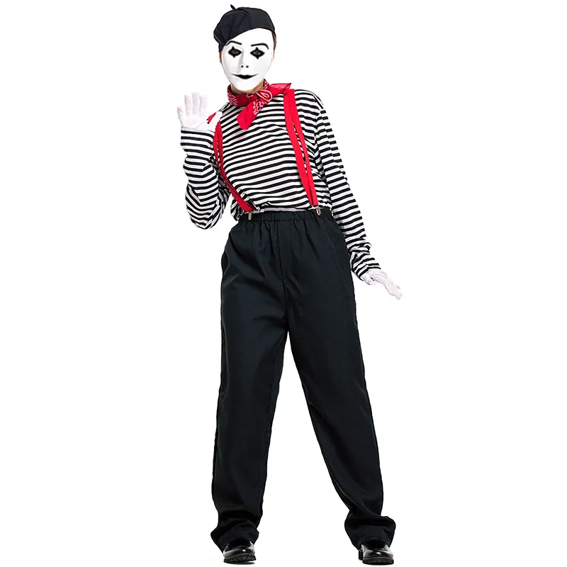 2025 Nieuwe Paar Clown Kostuum Spel Halloween Stille Acteur Outfit Traditionele Chinese Toneelkostuum Dames Faion Trend