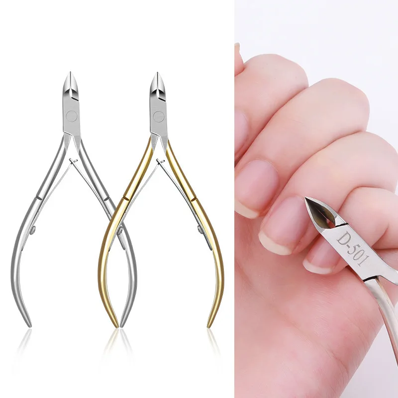 Pinza para cutículas de oro y plata, herramienta de belleza para uñas cortadas con piel muerta para manicura, 1 ud.